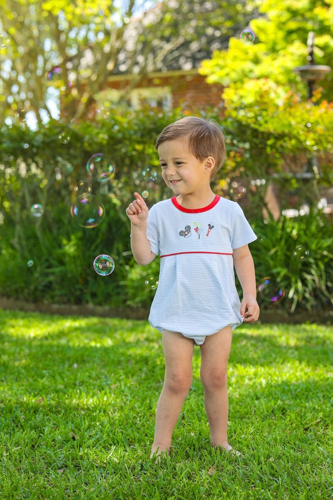 Trotter Street Kids Baby Boys Blue Mouse Embroidery Bubble by Trotter Street Kids