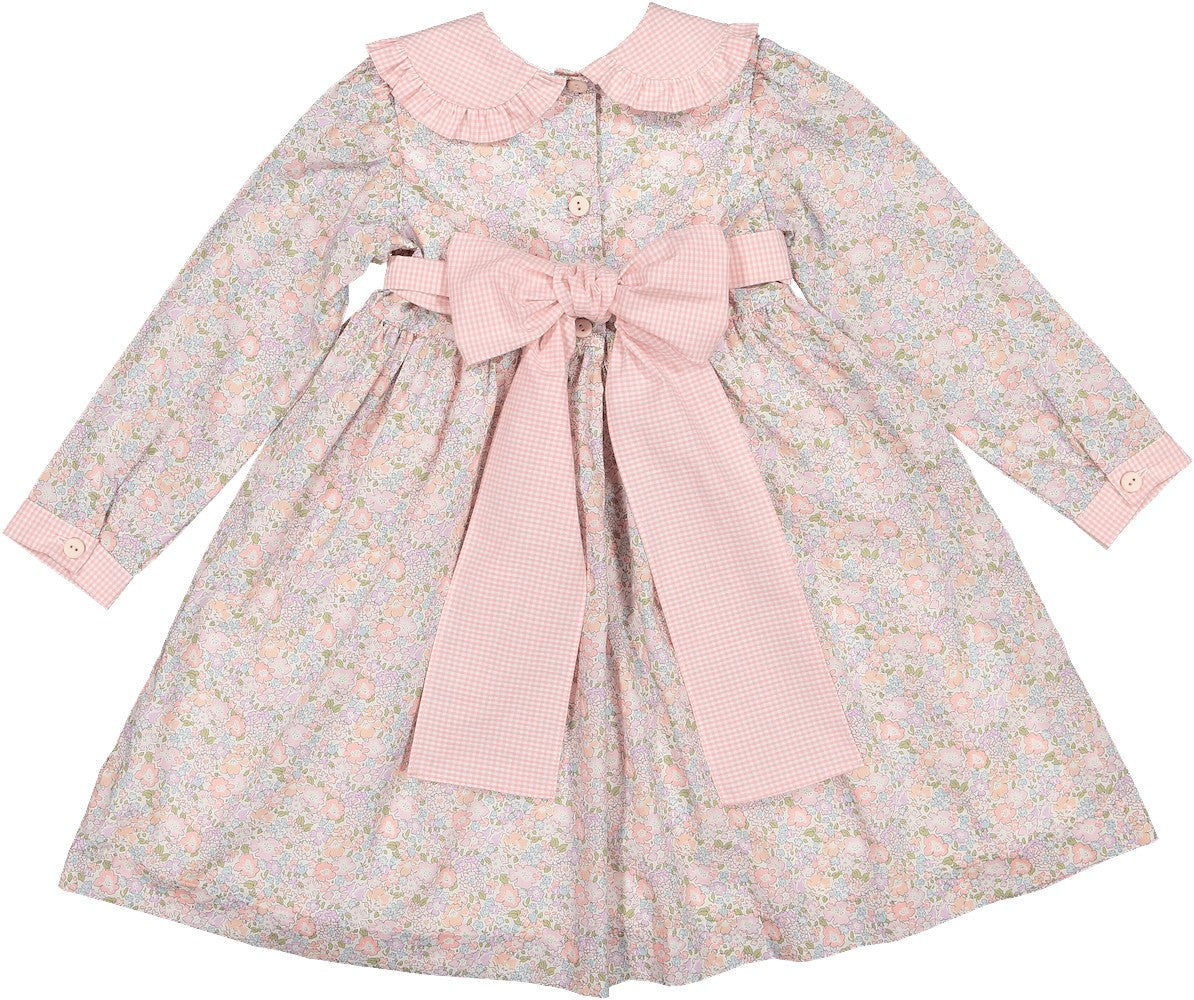 Sal & Pimenta Girls Dress - Pink Tuilleries Liberty Floral with Sash by Sal & Pimenta