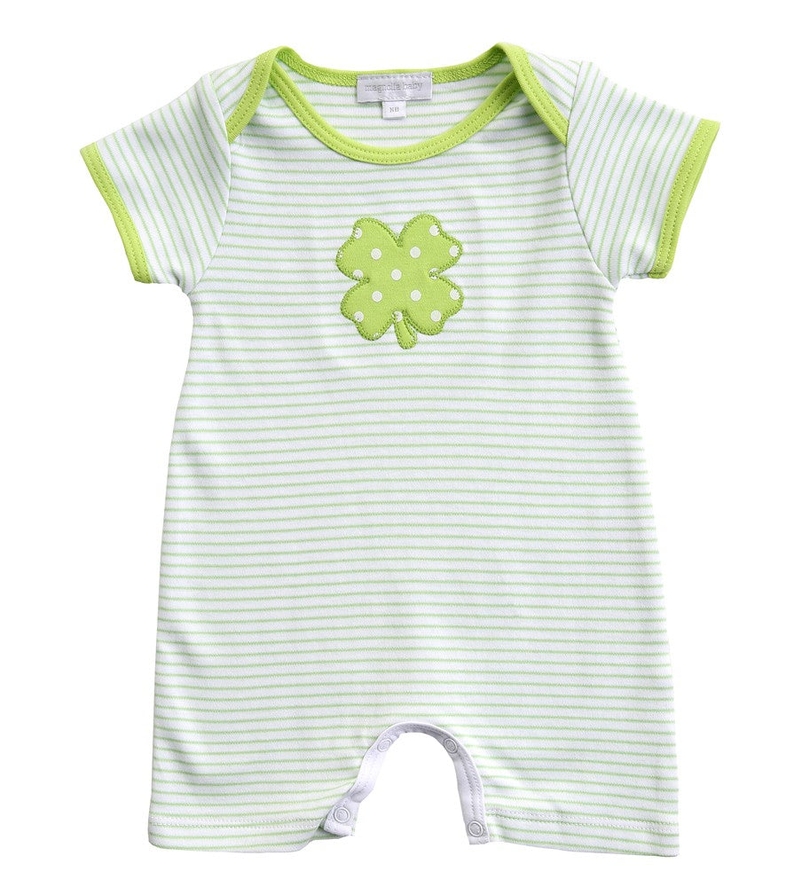 Magnolia Baby Boys Green Lucky Shamrock St. Patrick's Day Playsuit - Short by Magnolia Baby