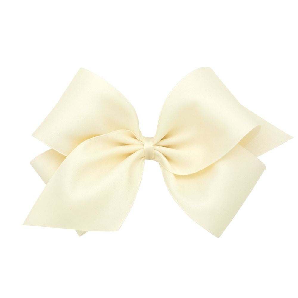 Wee Ones Girls Pastel Matte Satin Hair Bow - Antique White by Wee Ones