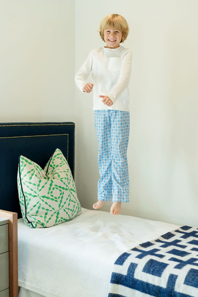 Lila & Hayes Boys Beckett Hang Out Pants - Blue Pumpkin Plaid by Lila & Hayes