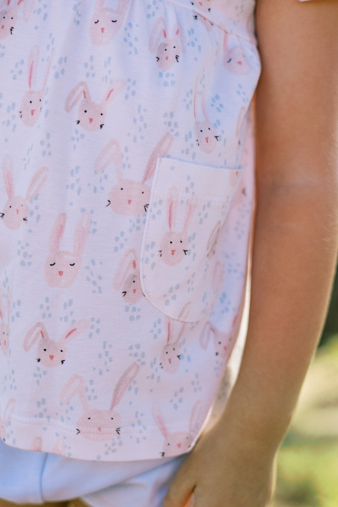 Proper Peony Girls Pink Hoppy Easter Bunny / Blue Bloomers Set
