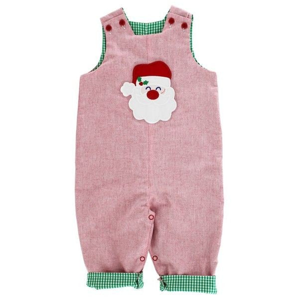 Bailey Boys Reversible Longall - Red with Santa Reverses to Green Check with Fire Truck