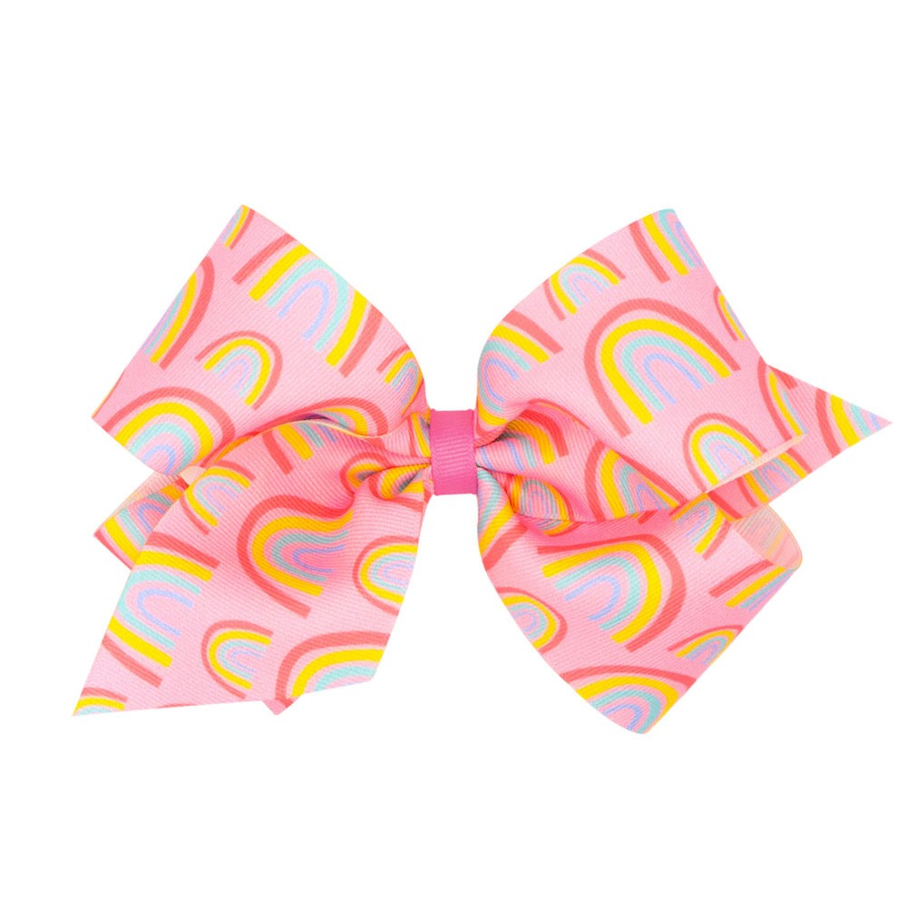 Wee Ones Girls Hair Bow - Trendy Girl - Pearl Pink Rainbows