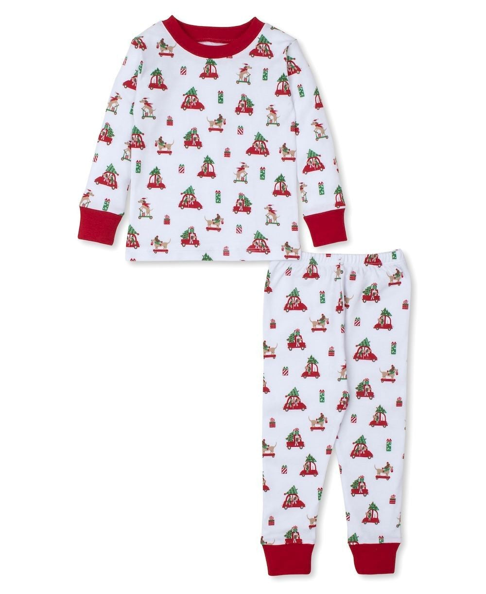 Kissy Kissy Snug Fit Pajamas - Red Christmas Pups Dogs on Cars