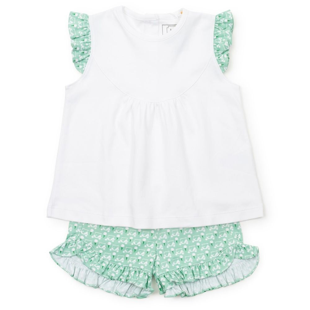 Lila & Hayes Girls Ella Pima Cotton Shorts Set - Golf Putting Green