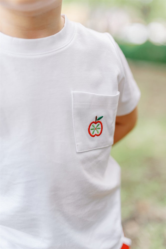 Proper Peony Pima Boys White Gala Apples Boys Pocket Shirt