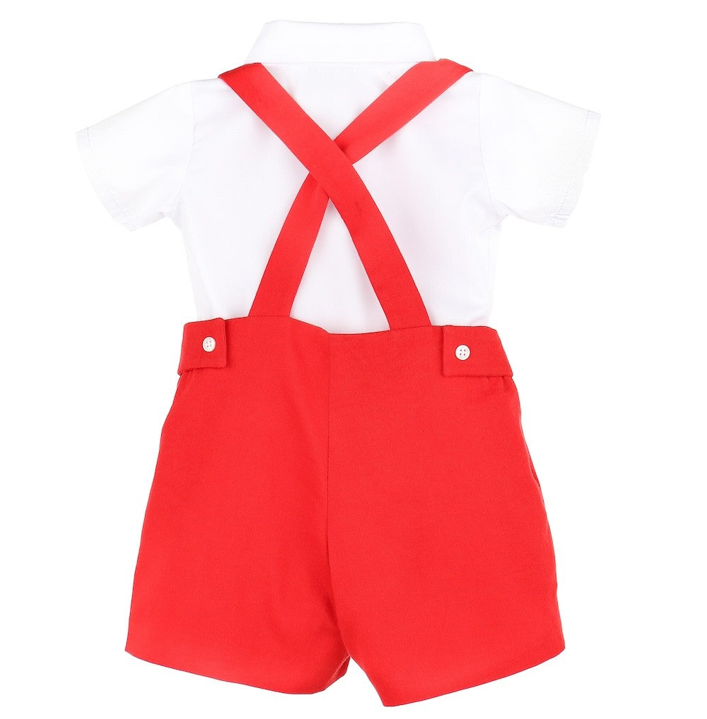 Sophie & Lucas Boys Timeless Tots Suspender Shorts Set - Red by Sophie & Lucas