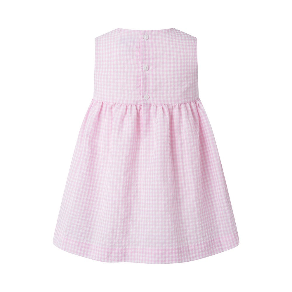 Rachel Riley Girls Sleeveless Check Bows Dress - Pink by Rachel Riley