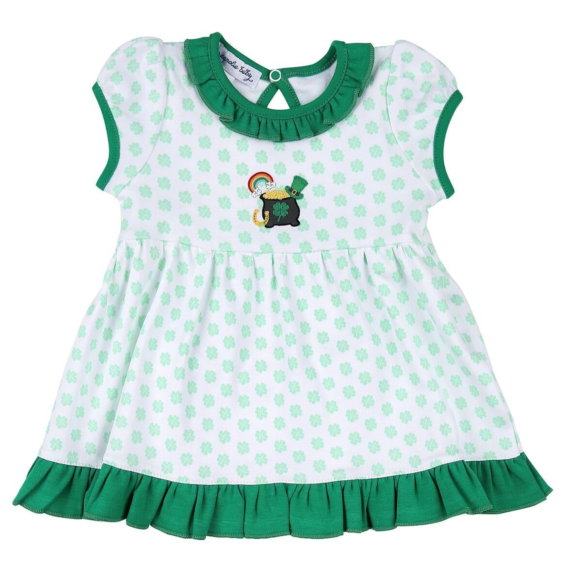 Magnolia Baby Girls Green St. Patrick's Day Shenanagins Embroidered Dress