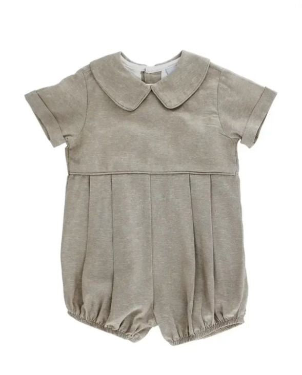 Bailey Boys Baby Dressy Pleated Bubble with Collar - Flax Linen