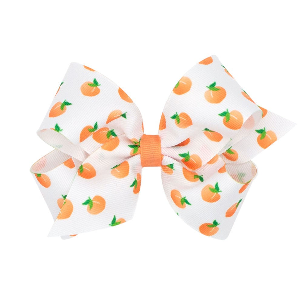 Wee Ones Girls Fruit Print Bow - Coral Peaches