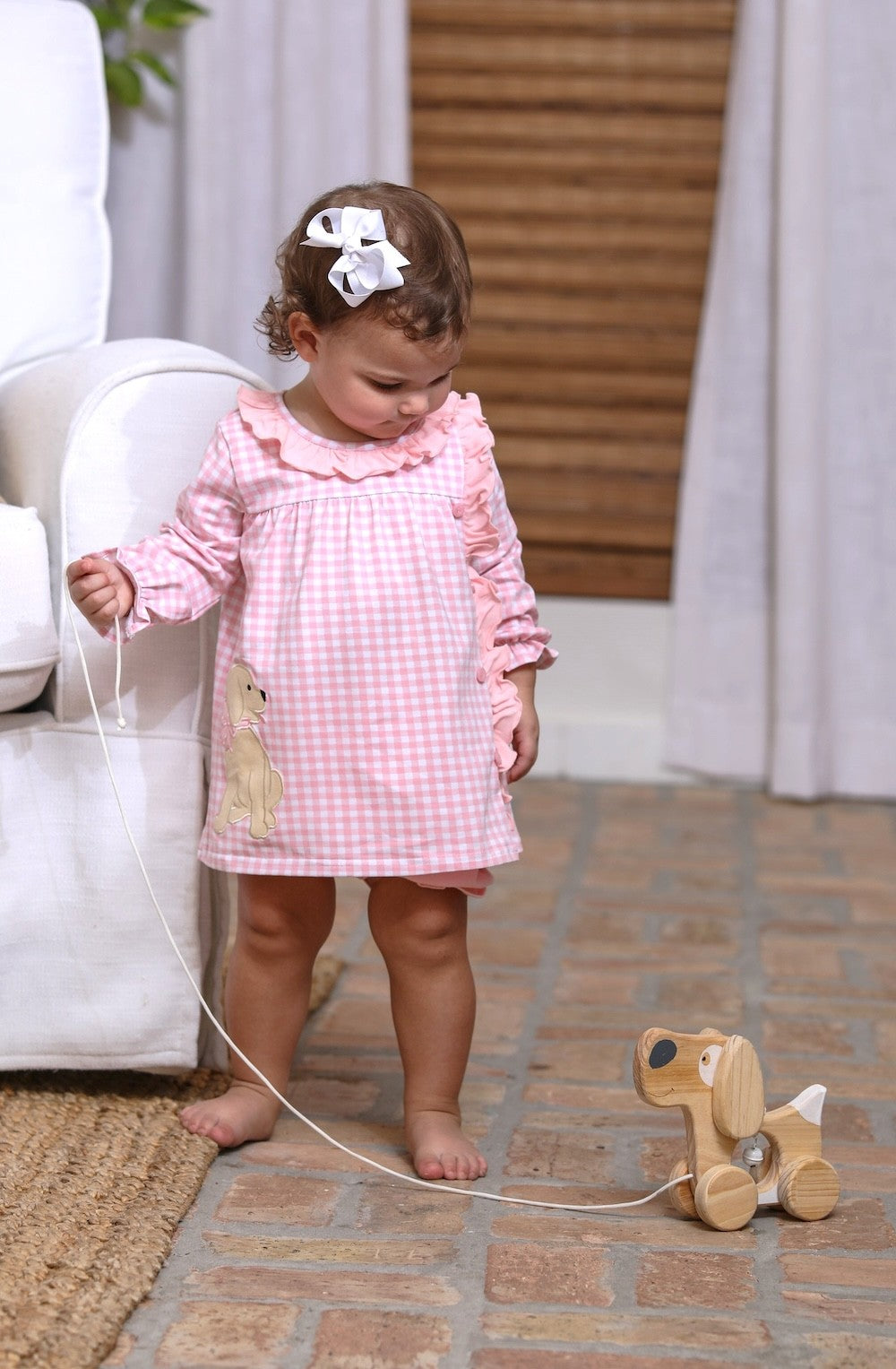 Trotter Street Kids Toddler Girls Bloomers Set - Pink Gingham Puppy Dog by Trotter Street Kids