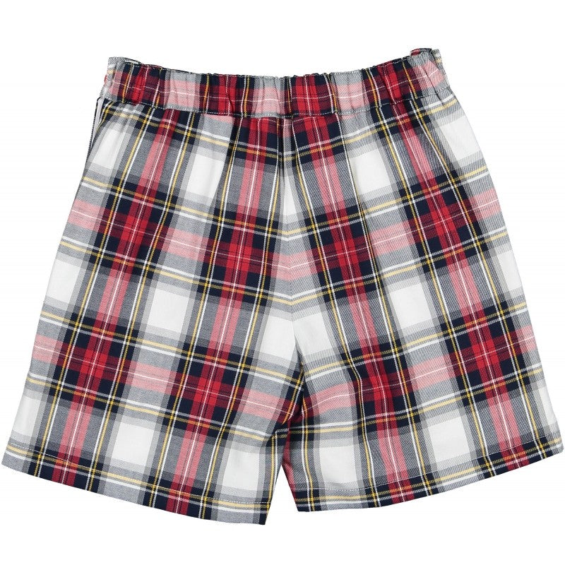 Sal & Pimenta Boys Shorts - Red & Green Mistletoe Holiday Plaid by Sal & Pimenta