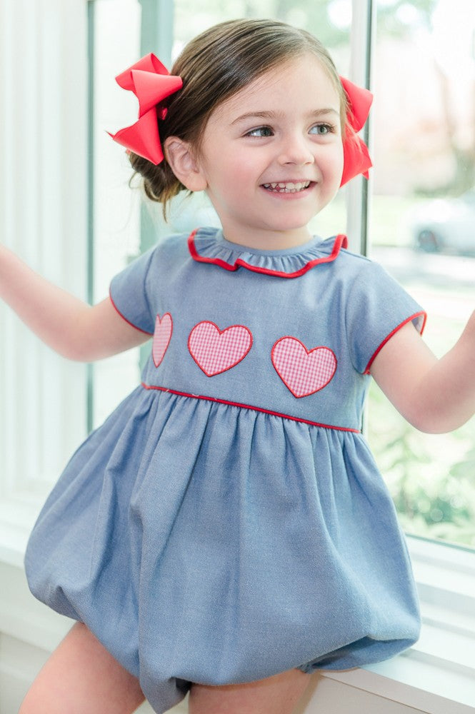 Proper Peony Baby Girls Hattie Hearts Valentines Bubble