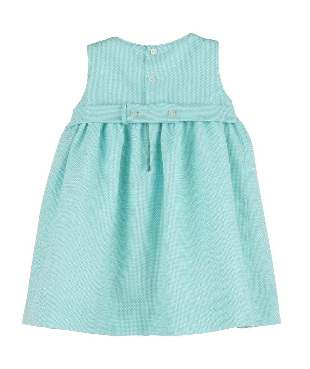 Luli & Me Girls Sunny Vibrant Smocked Sleeveless Dress - Aqua by Luli & Me