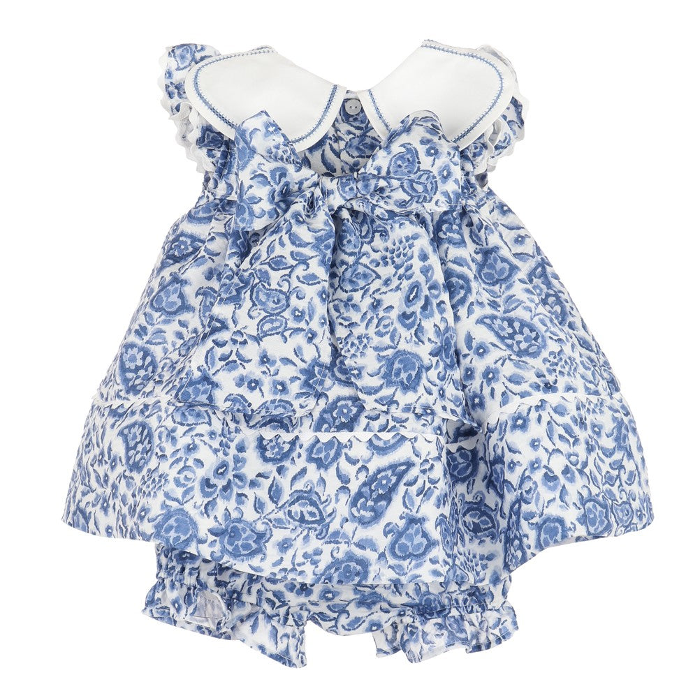 Sophie & Lucas Girls Delaney Blue Delft Floral Petal Collar Dress by Sophie & Lucas