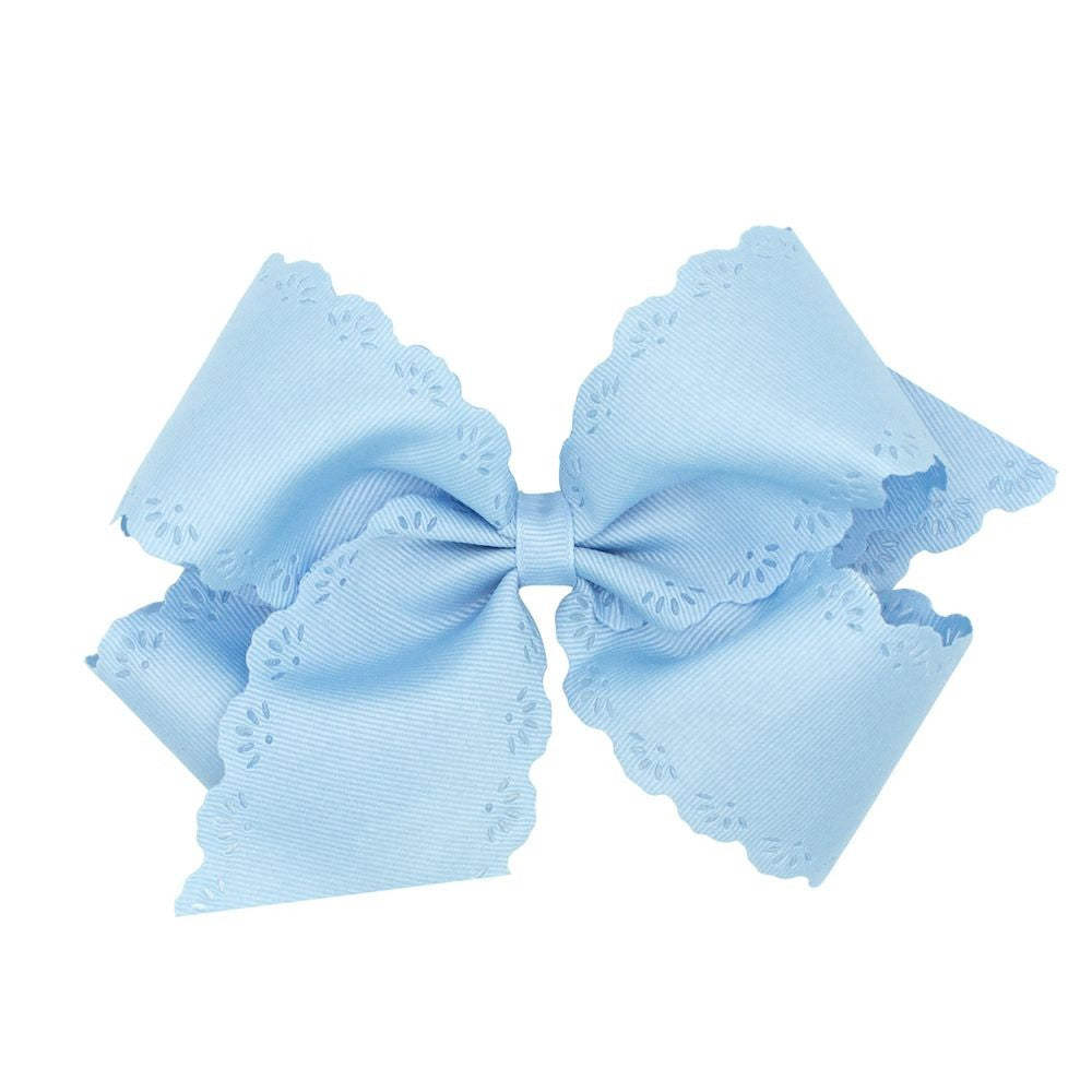 Wee Ones Girls Hair Bow on Clip - Eyelet Edge - Millenium Blue