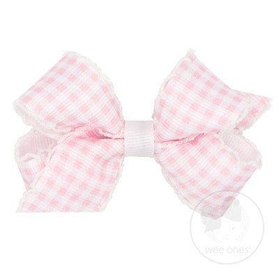 Wee Ones Girls Hair Bow - Gingham - Light Pink by Wee Ones