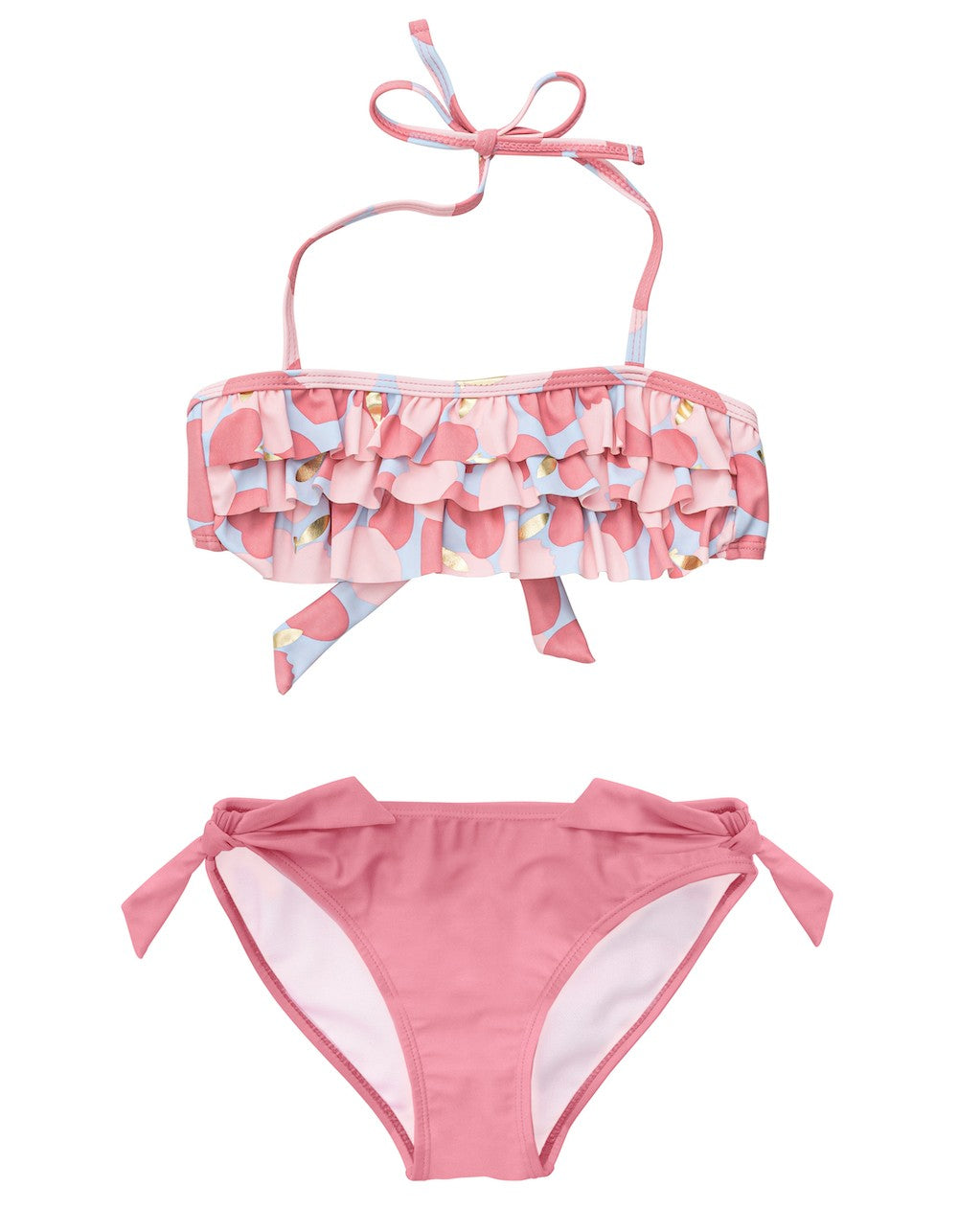 Snapper Rock Girls Bandeau Bikini Swimsuit - Apple Love Hearts