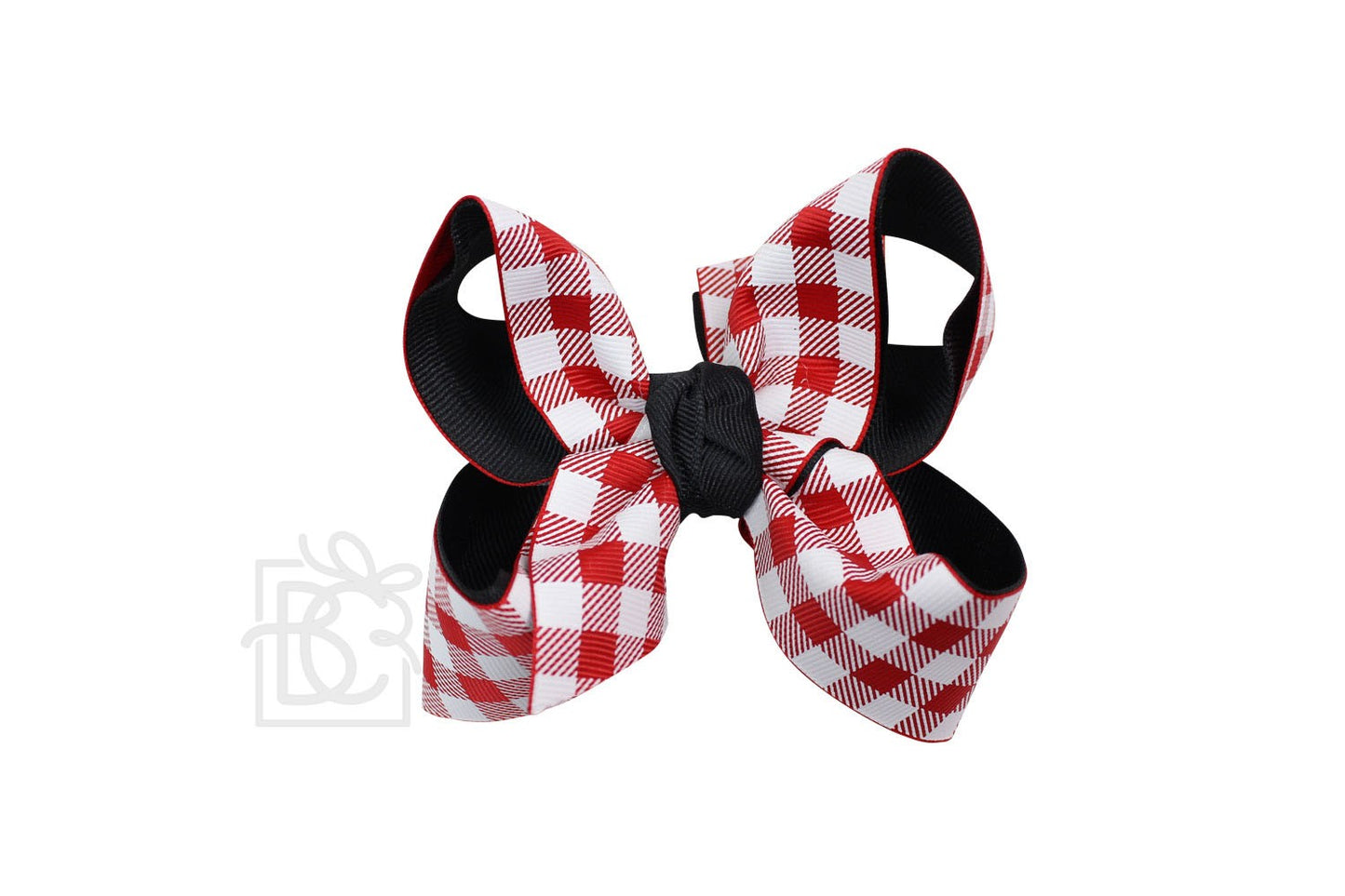 Beyond Creations Girls Layered Bow on Clip - UGA - Black with Red Buffalo Plaid