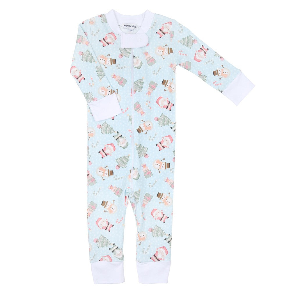 Magnolia Baby Sweet Little Christmas Zipper Pajamas - Blue by Magnolia Baby