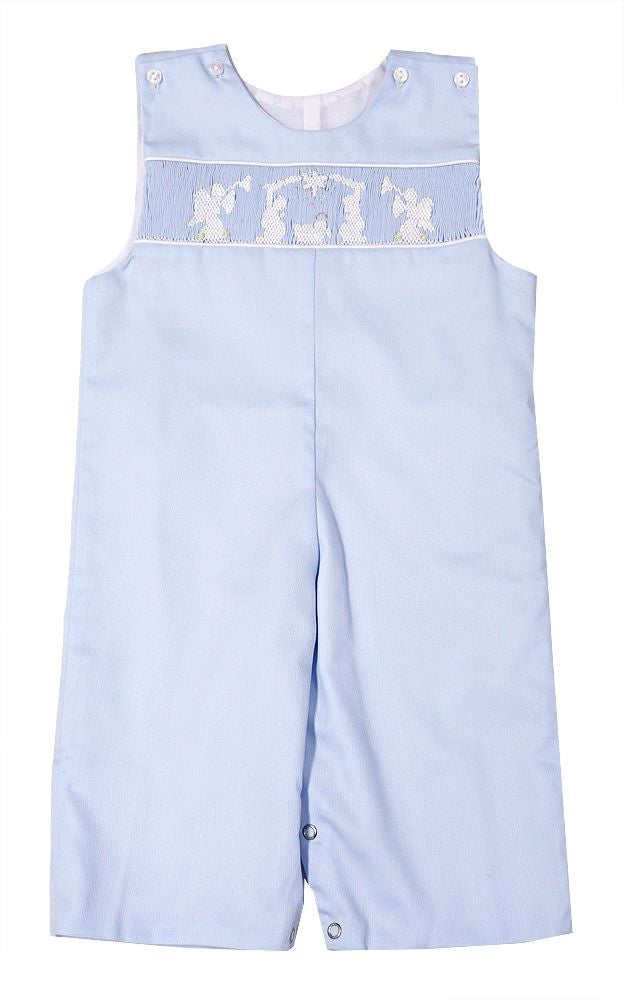 LuLu BeBe Boys Light Blue Smocked Nativity Scene Longall