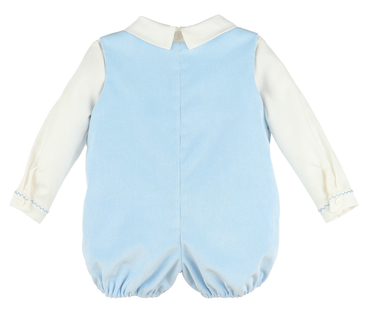 Luli & Me Baby Boys Corduroy Pocket Bubble with Shirt - Light Blue