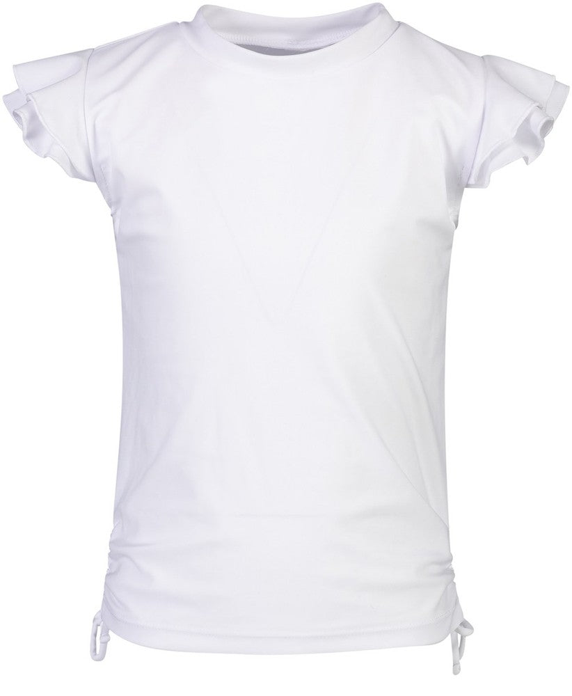 Snapper Rock Girls White Flutter Sleeve Rash Guard Top