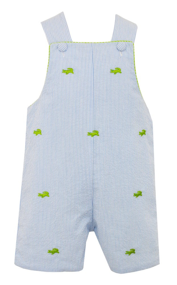 Anavini Baby / Toddler Boys Blue Seersucker Jon Jon - Embroidered Alligators