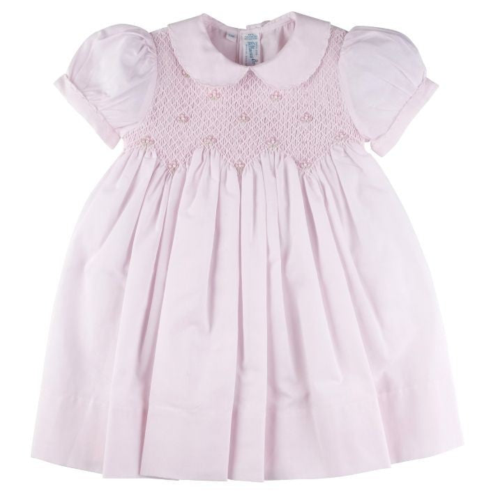 Feltman Brothers Baby / Toddler Girls Scalloped Pearl Smocked Dress - Pink