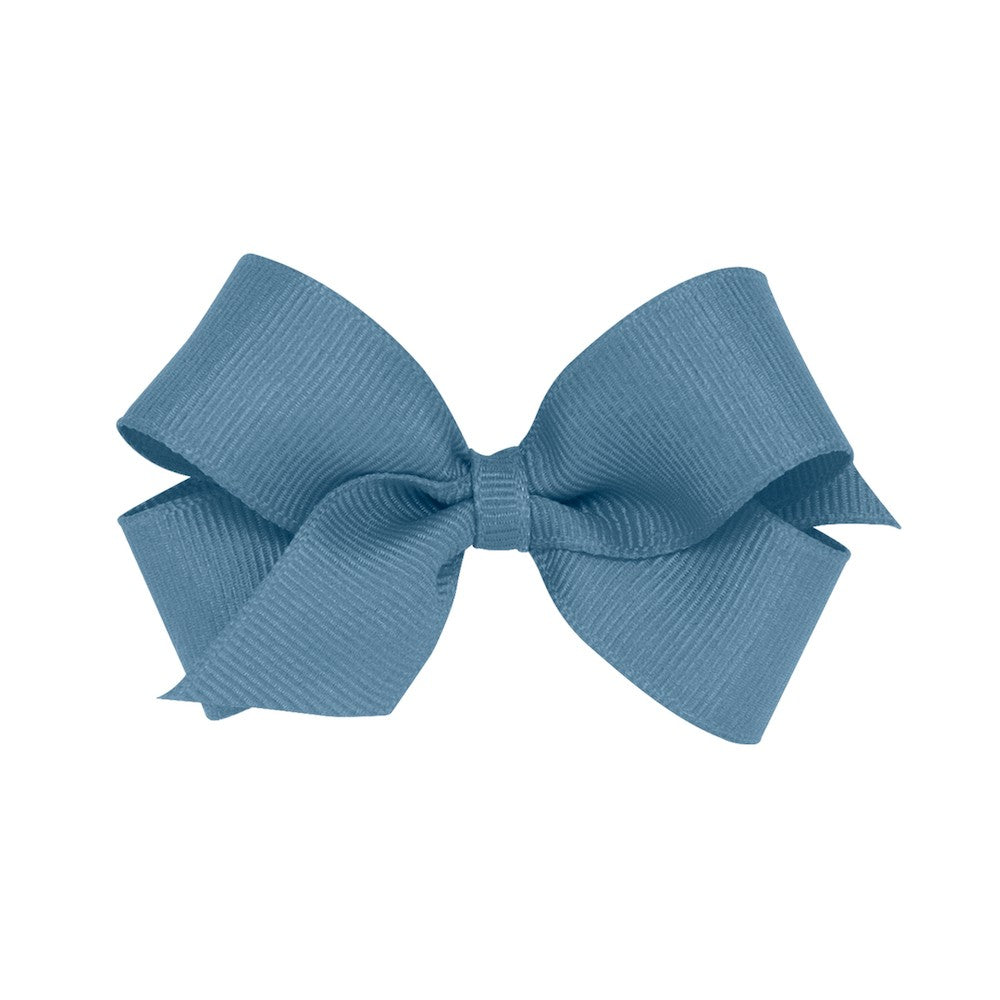 Wee Ones Girls Classic Grosgrain Bow on Clip - Denim Blue by Wee Ones