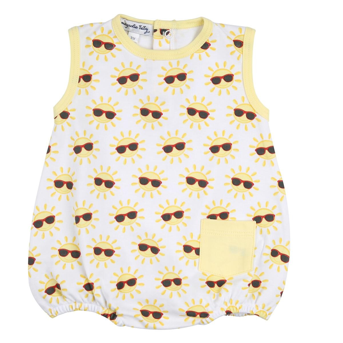 Magnolia Baby Boys My Sunshine Yellow Printed Sleeveless Bubble