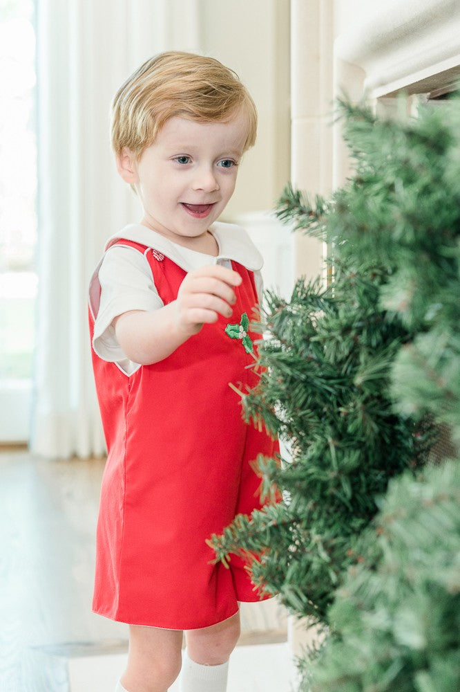 Proper Peony Baby / Toddler Boys Red Holiday Holly Jon Jon