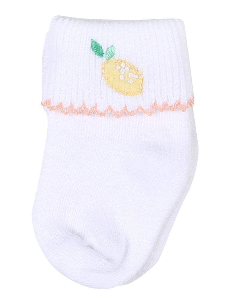 Magnolia Baby Girls Citrus Bouquet Embroidered Lemon Socks
