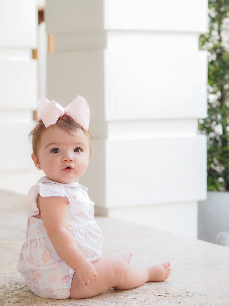 Cypress Row Baby Girls Pink Sailboats Grayton Beach Flutter Sleeve Bubble