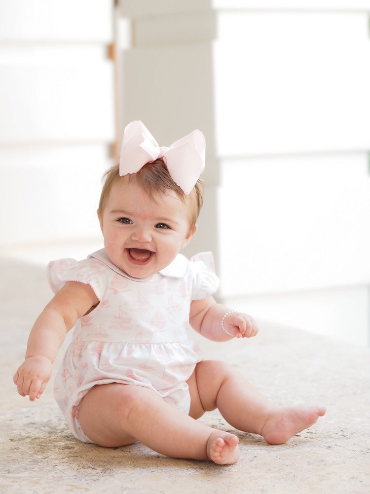Cypress Row Baby Girls Pink Sailboats Grayton Beach Flutter Sleeve Bubble