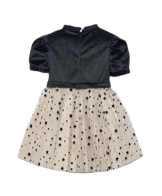 Abel & Lula Girls Black Velvet and Tulle Stars Holiday Party Dress
