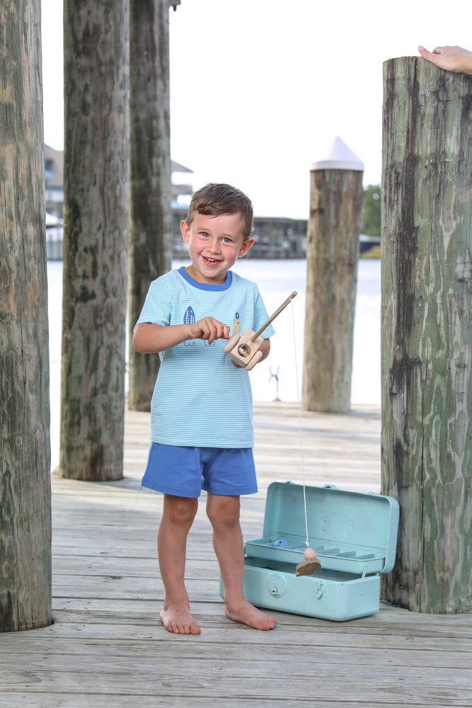 Trotter Street Kids Boys Blue Fishing Lures Shorts Set