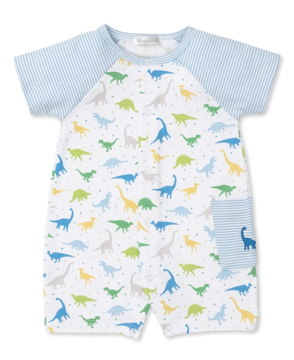 Kissy Kissy Baby Boys Short Romper - Blue Dinosaurs Galore
