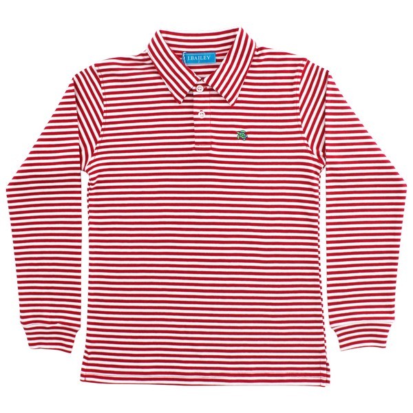 J. Bailey Boys Polo Shirt - Long Sleeves - Red & White Stripes