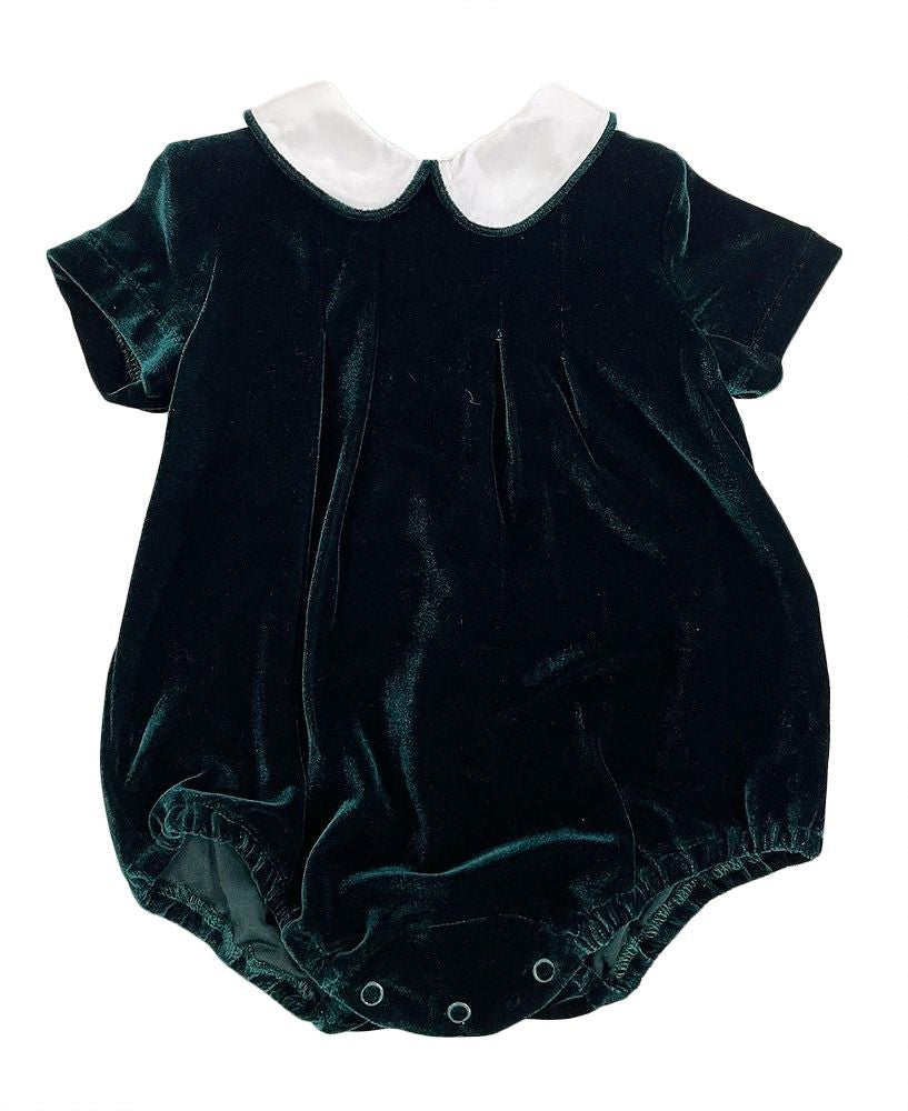 Sophie & Lucas Baby Boys Dressy Velvet Holiday Bubble - Emerald Green