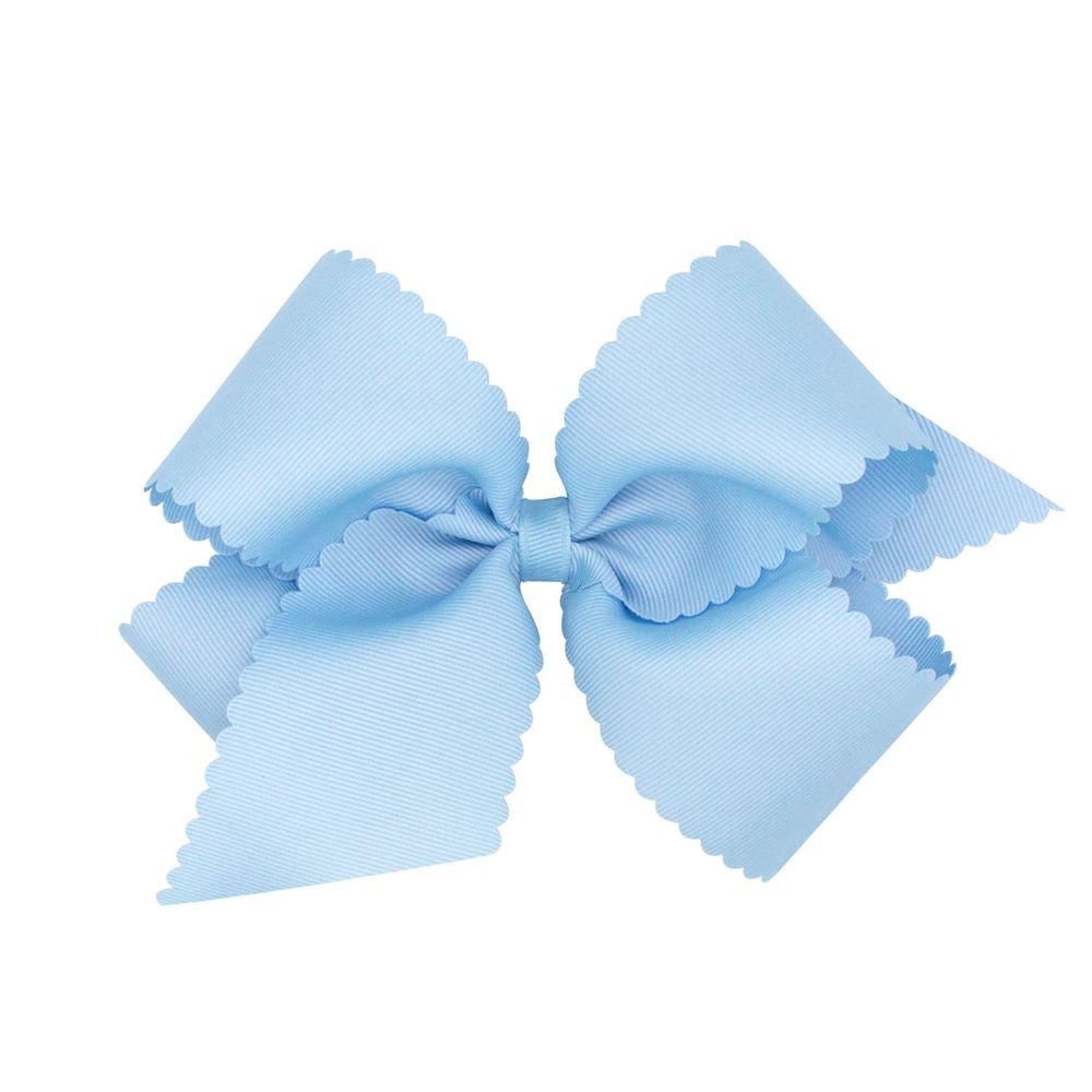 Wee Ones Girls Grosgrain Hair Bow on Clip - Scallop Edge - Millenium Blue