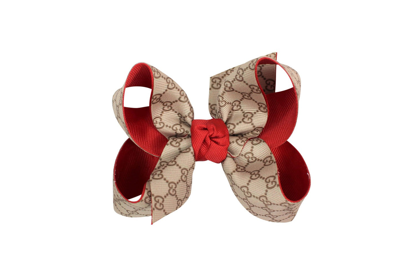 Beyond Creations Girls Layered Double Knot Bow on Clip - GG Gucci Inspired - Red by Beyond Creations