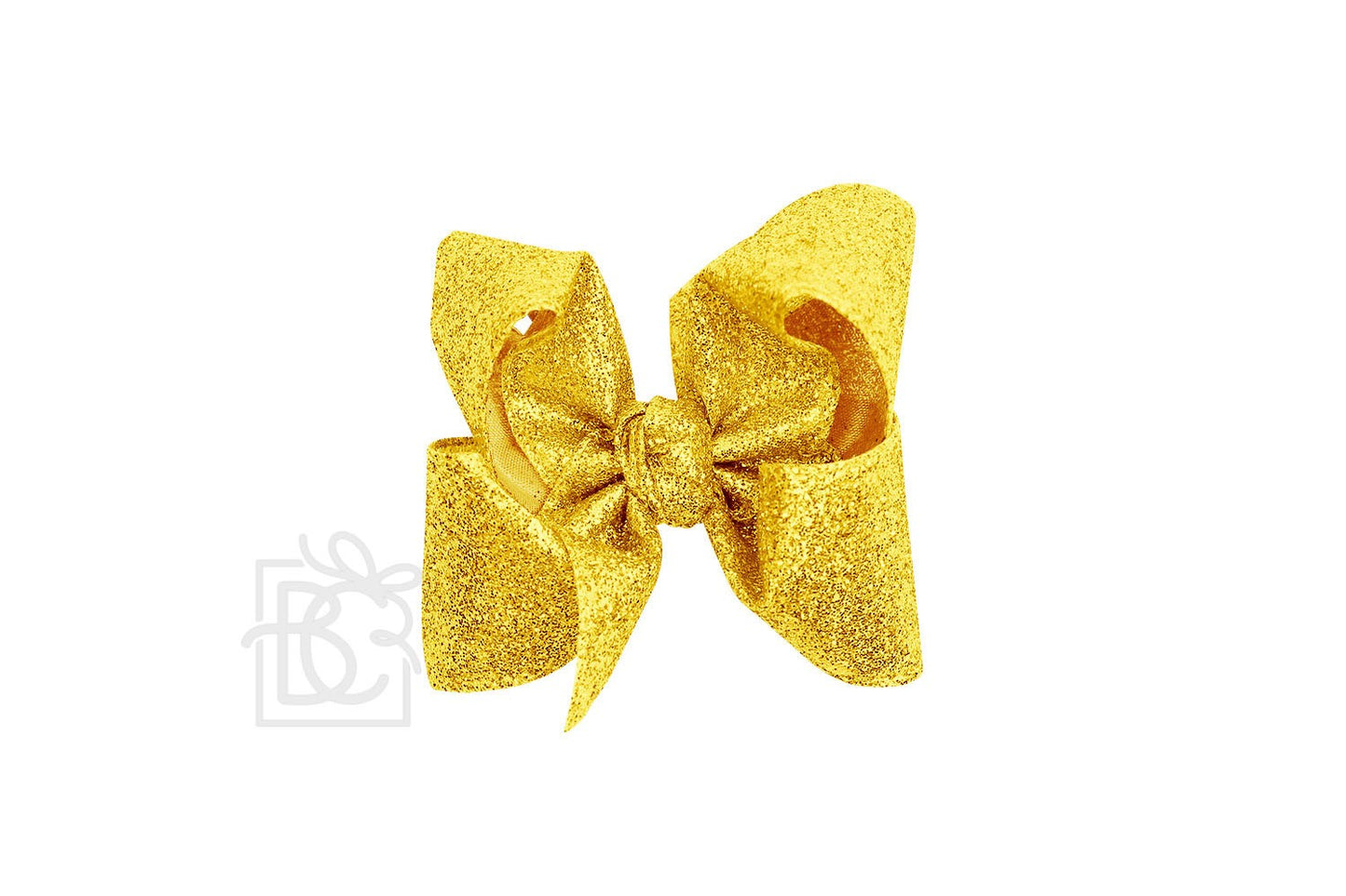 Beyond Creations Girls Hair Bow on Clip - Gum Drop Glitter Metallic Ribbon - Bright Yellow
