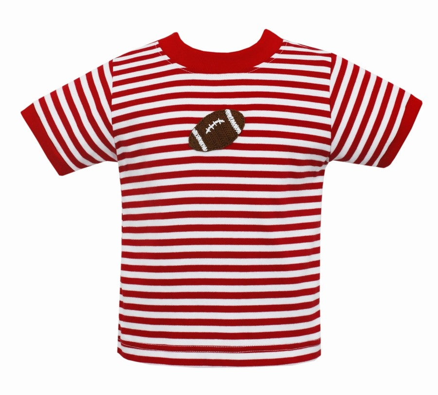 Claire & Charlie Boys Red Stripe Shirt - Crochet Football