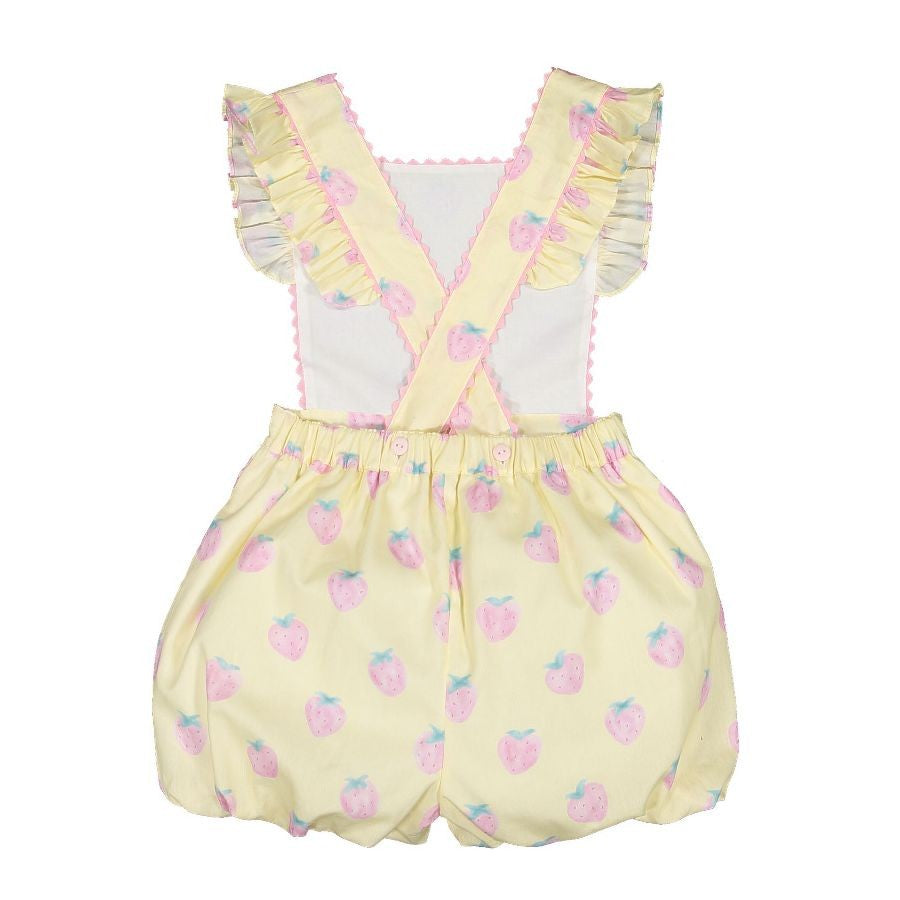 Sal & Pimenta Girls Romper - Yellow Pastel Pink Berries