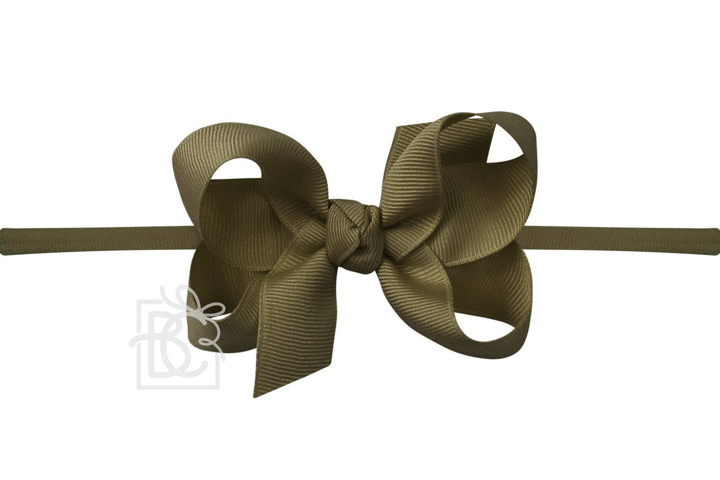 Beyond Creations Girls 1/4" Pantyhose Headband with Attached Bow - Grosgrain - Moss Green by Beyond Creations