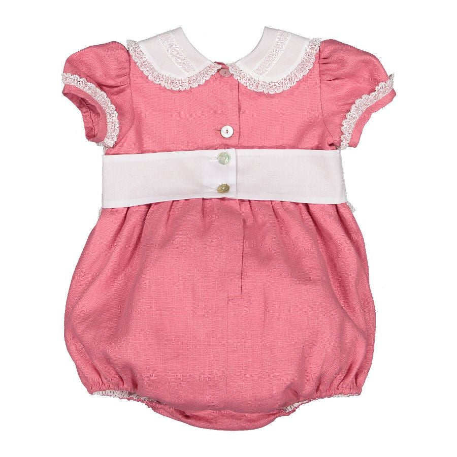 Sal & Pimenta Girls Cummerbund Bubble - Raspberry Pink Linen
