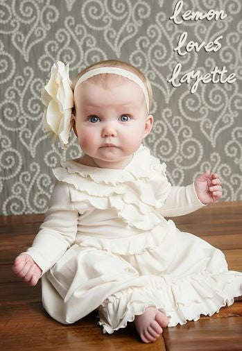 Lemon Loves Lime Layette Infant Girls Jenna Gown - Eggnog Ivory